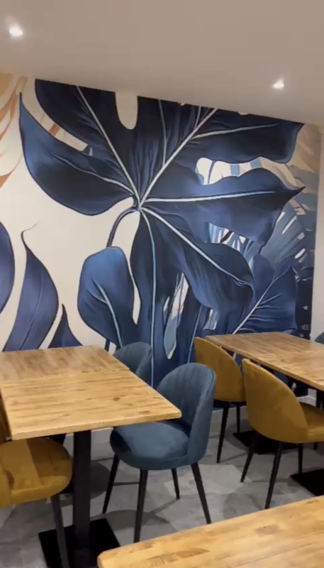 Pose de tapisserie panoramique décorative pour restaurant à Jons près Lyon