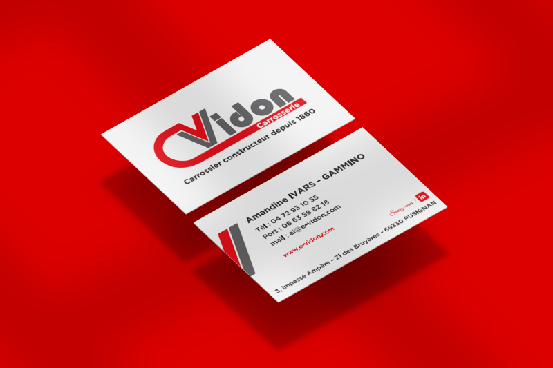 cartes de visite pour notre client VIDON situé à Pusignan près de Lyon